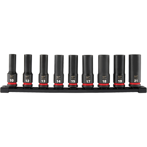 Shockwave Impact Duty Metric 6 Point Socket Set, 9 Pcs, Impact, 1/2" Drive Size, Deep Superchem Industries