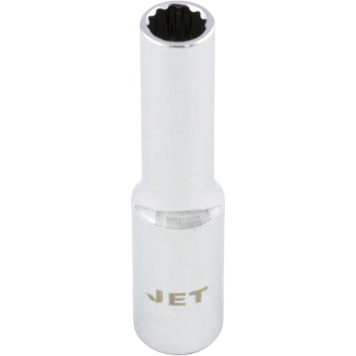 Chrome Socket, 4 mm, 1/4" Drive, 12 Points, Deep Superchem Industries