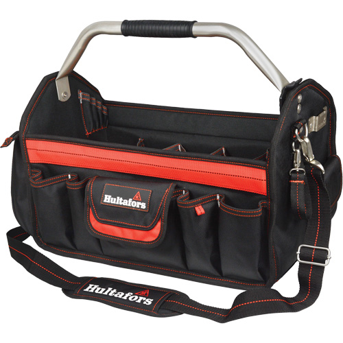 Porte-outils de 18" &agrave; dessus ouvert, Polyester balistique, Noir/Rouge Superchem Industries