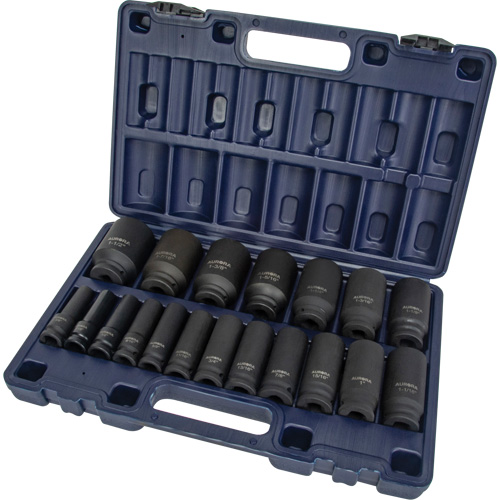 SAE Socket Set, 19 Pcs, Impact, 1/2" Drive Size, Deep Superchem Industries