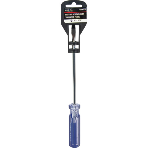 Tournevis &agrave; fente bleu transparent avec bandes, Tige de 1/4", Ronde, Prise en Plastique Superchem Industries