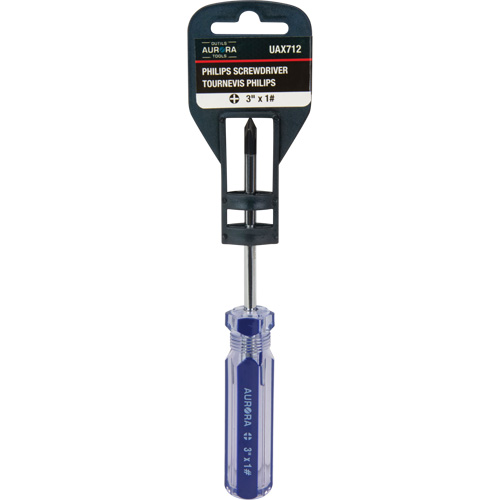 Blue Transparent Striped Philips Screwdriver, #1, Plastic Handle Superchem Industries