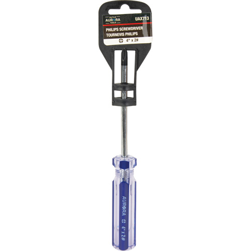 Tournevis Philips bleu transparent avec bandes, #2, Prise Plastique Superchem Industries