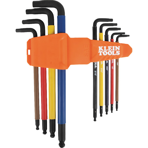 Jeu de cl&eacute; hex de style L extra longues et chromocod&eacute;es avec support, 9 mcx, Imp&eacute;rial Superchem Industries