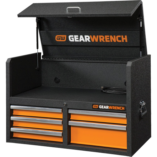 GSX Series Tool Chest, 36" W, 5 Drawers, Black/Orange Superchem Industries