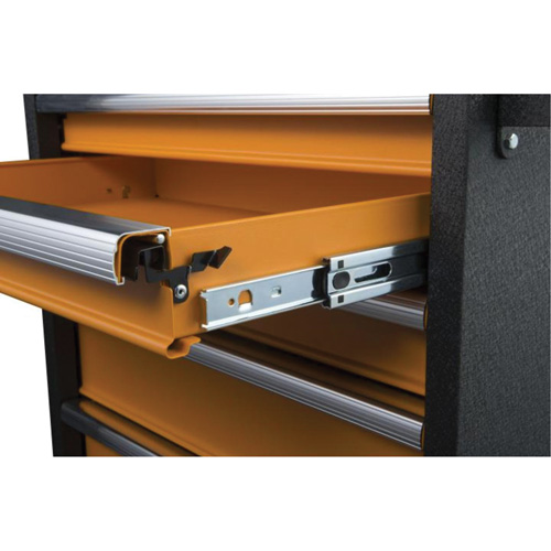 GSX Series Rolling Tool Cabinet, 6 Drawers, 36" W x 18-1/5" D x 37-2/5" H, Black/Orange Superchem Industries