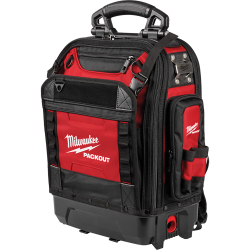PackOut Structured Backpack, 9-1/2" L x 18" W, Black/Red, Polyester Superchem Industries