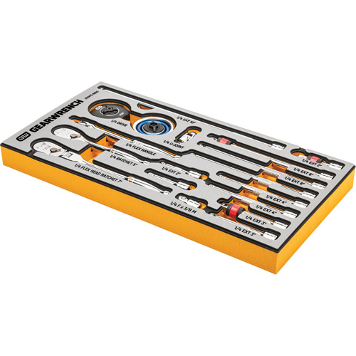 Jeu d'outils pour maître m&eacute;canicien MEGAMOD dans des plateaux en mousse modulaire de premi&egrave;re qualit&eacute; avec rangement d'outils, 1268 morcea Superchem Industries