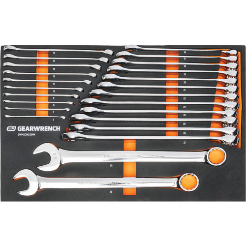 12-Point Long Pattern Combination Metric Wrench Set in Foam Storage Tray, Open-Ended, 24 Pieces, Metric Superchem Industries