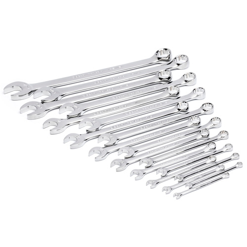 12-Point Long Pattern Combination SAE Wrench Set in Foam Storage Tray, Open-Ended, 19 Pieces, Imperial Superchem Industries