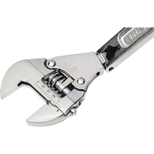 Adjustable Ratcheting Flex Wrench, 8" L, 2-27/50" Max Width, Chrome/Polished Superchem Industries