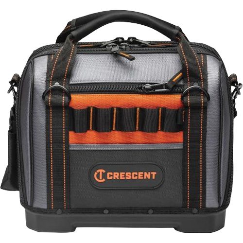 Sac ouvert de 14" pour outils d'ouvrier, Polyester, 32 pochettes, Noir/Gris Superchem Industries