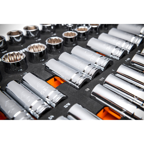 Master SAE Socket Set in Foam Storage Tray, 60 Pcs, 1/2" Drive Size, Deep Superchem Industries