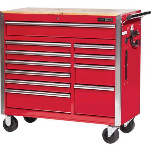 PRC4211 Pro Series Roller Cabinet, 11 Drawers, 42" W x 18" D x Red Superchem Industries