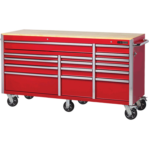 PRC7215 Pro Series Roller Cabinet, 15 Drawers, 72" W x 24" D x Red Superchem Industries