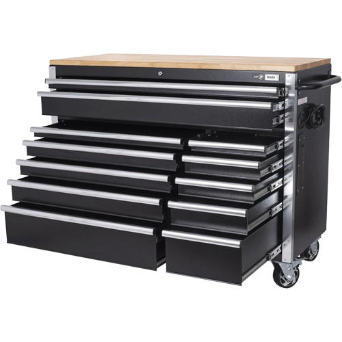 HDRC5212 HD Series Roller Cabinet, 12 Drawers, 51-1/4" W x 21" D x 40-3/10" H, Black Superchem Industries