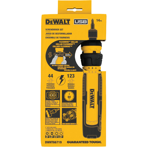 Jeu de tournevis sans fil de 14 morceaux avec commande FLEXDRIVE, 4 V, 44 lb-po/5 Nm couple max. Superchem Industries