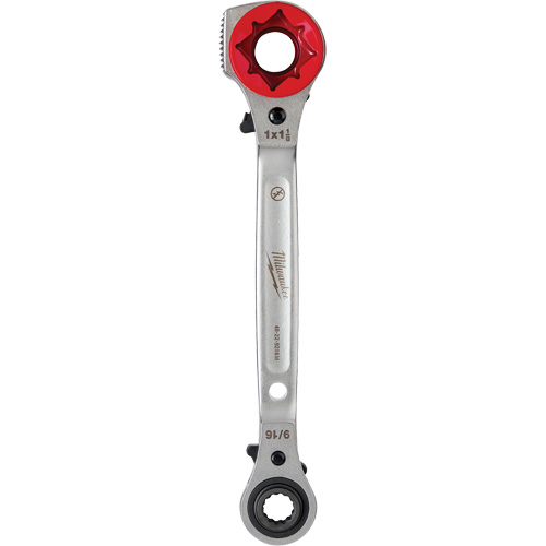 Lineman's 5-in-1 Ratcheting Wrench with Milled Strike Face, 3/4"/1"/1-1/8" Drive, Ergonomic Handle Superchem Industries