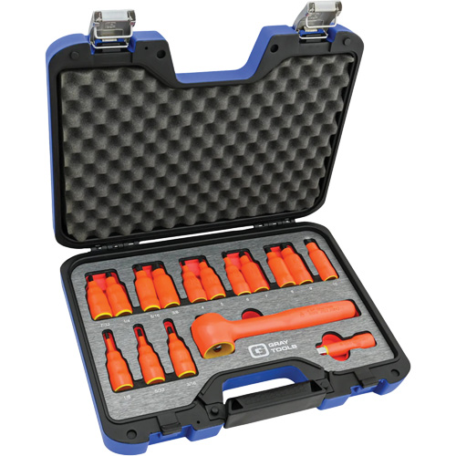 3/8" Drive SAE & Metric Hex Bit Insulated Socket and Attachment Set, 1000 V, 16 Pcs Superchem Industries
