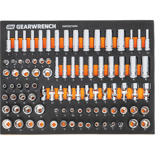 MEGAMOD Metric Mechanics Tool Set in Modular Foam Trays with Rolling Cabinet, 358 Pieces Superchem Industries