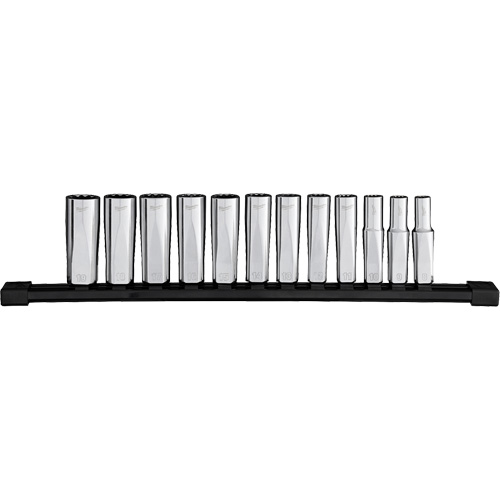 12-Point Deep Well Metric Socket Set, 12 Pcs, 3/8" Drive Size, Deep Superchem Industries