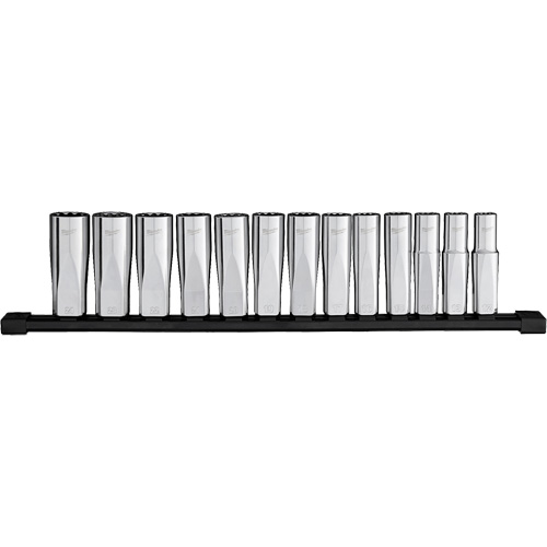 12-Point Deep Well Metric Socket Set, 13 Pcs, 1/2" Drive Size, Deep Superchem Industries