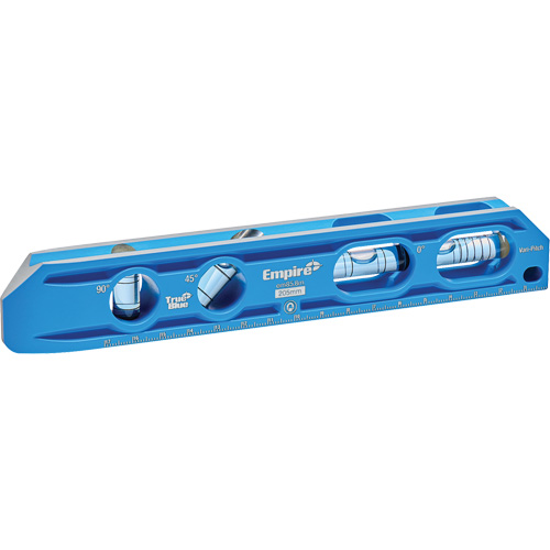 Niveau torpille moul&eacute; sous pression TRUE BLUE, 8" lo, Aluminium, 4 fioles, Magn&eacute;tique Superchem Industries