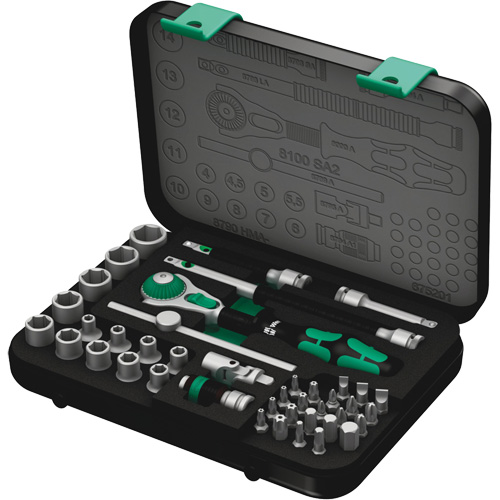 8100 SA 2 Zyklop Speed Ratchet Set, 42 Pcs, 3/8" Drive Size Superchem Industries
