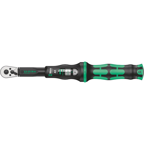 Click-Torque A 5 Torque Wrench with Reversible Ratchet, Click, 1/4" Square Drive, 2.5 - 25 Nm Superchem Industries