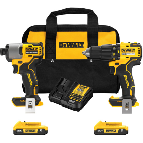 Brushless Compact Cordless 1/2" Hammer Drill & 1/4" Impact Driver Kit, Lithium-Ion, 20 V Superchem Industries