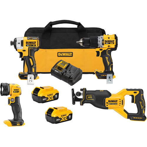 Ensemble de quatre outils combin&eacute;s sans fil et sans balai XR, Lithium-ion, 20 V Superchem Industries