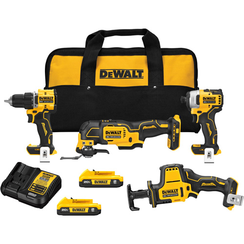 ATOMIC Cordless Brushless 4-Tool Combo Kit, Lithium-Ion, 20 V Superchem Industries