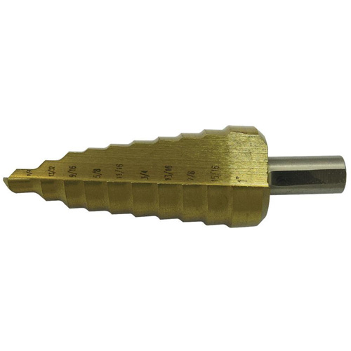 Foret &agrave; 11 &eacute;tages super premi&egrave;re qualit&eacute; JET-KUT, 1/4" - 1-3/8", Incr&eacute;ments de 7/8"/1"/1/4"/1-3/8"/1-1/8"/1-1/4"/13/16"/25/64"/35/64"/11/16"/1-7/32", Acier Superchem Industries