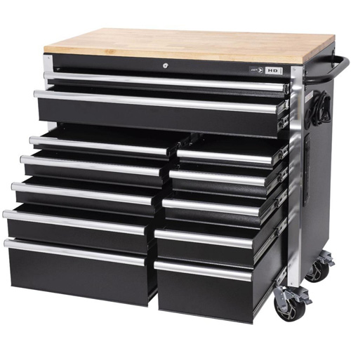 HDRC4112 HD Series Roller Cabinet, 12 Drawers, 41" W x 21" D x 40-3/10" H, Black Superchem Industries