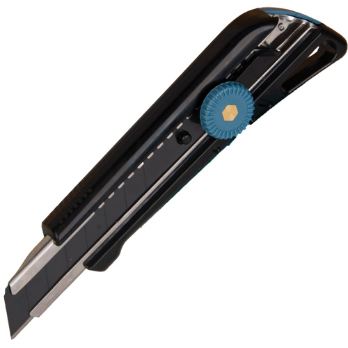 Couteau professionnel de 18 mm avec verrouillage &agrave; cliquet, Acier inoxydable, Robuste, Prise en Plastique Superchem Industries