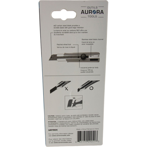 Couteau r&eacute;tractable de 25 mm, Acier inoxydable, Robuste, Prise en Caoutchouc Superchem Industries