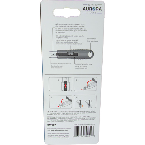 Standard-Duty Retractable Safety Knife, Stainless Steel, Rubber Handle Superchem Industries