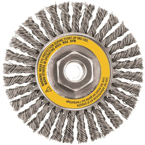 Brosse boisseau, Dia. 4", Fils 0,02", Arbre 5/8"-11, Acier inoxydable Superchem Industries