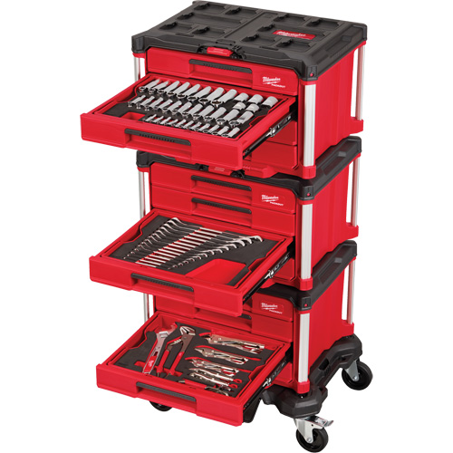 366-Piece Master Mechanics Hand Tool Set with PACKOUT Drawers & Dolly, 16-3/10" x 22-1/5" x 48-5/8", Black/Red Superchem Industries