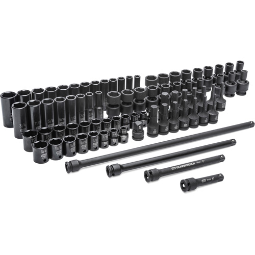 6 Point SAE/Metric Master Socket Set, 80 Pcs, Impact, 3/8" Drive Size, Deep Superchem Industries