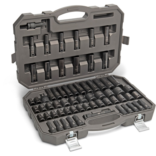 6 Point SAE/Metric Master Socket Set, 80 Pcs, Impact, 3/8" Drive Size, Deep Superchem Industries