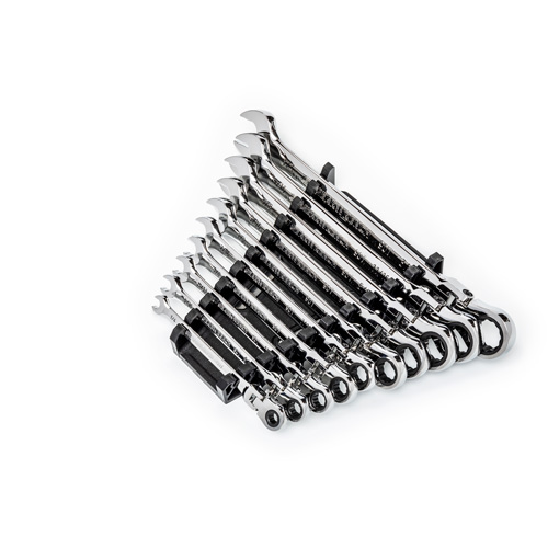 Jeu de cl&eacute;s SAE &agrave; 12 pans et 90 dents, T&ecirc;te articul&eacute;e/Combinaison &agrave; cliquet, 10 morceaux, Imp&eacute;rial Superchem Industries