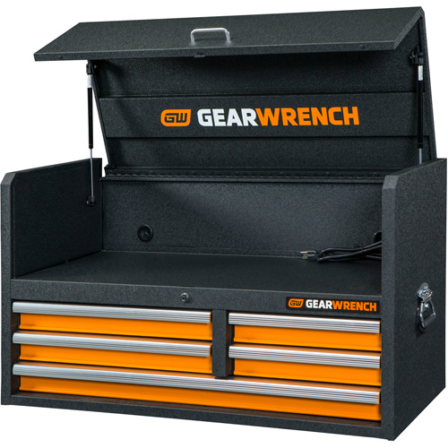 Tool Chest, 40-3/5" W, 5 Drawers, Black/Orange Superchem Industries