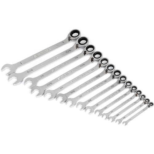 Jeu de cl&eacute;s &agrave; cliquets r&eacute;versibles SAE &agrave; 12 pans et 90 dents, Combinaison &agrave; cliquet, 14 morceaux, Imp&eacute;rial Superchem Industries