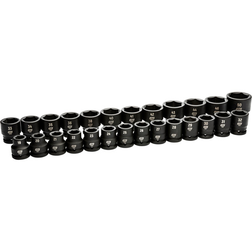 6 Point Metric Socket Set, 26 Pcs, Impact, 3/4" Drive Size Superchem Industries