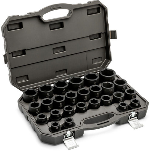 6 Point Metric Socket Set, 26 Pcs, Impact, 3/4" Drive Size Superchem Industries