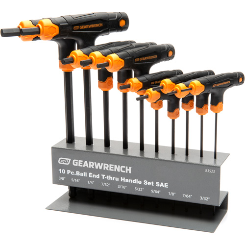 SAE Ball End T-Handle Hex Key Set, 10 Pcs., Imperial Superchem Industries