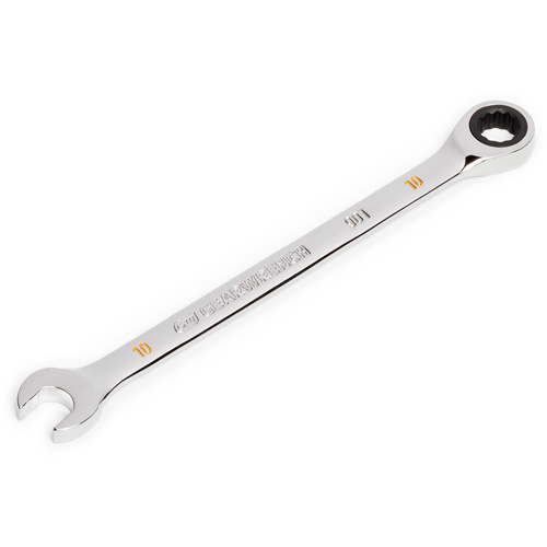 90-Tooth Ratcheting Combination Wrench, 12 Point, 10 mm, Chrome Finish Superchem Industries