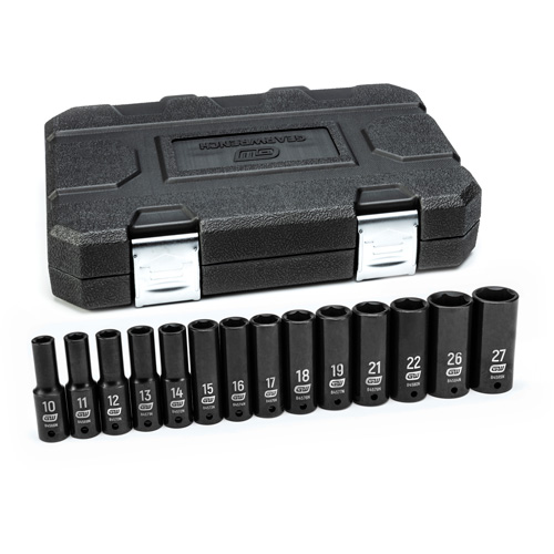 6 Point Metric Socket Set, 14 Pcs, Impact, 1/2" Drive Size, Deep Superchem Industries