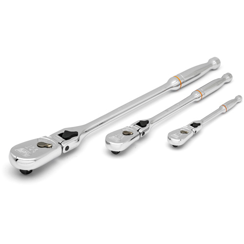 1/4", 3/8" & 1/2" Drive 90-Tooth Locking  Teardrop Ratchet Set Superchem Industries